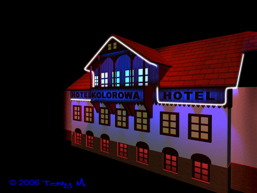 projekt oświetlenia elewacji Hotelu KOLOROWA w Karpaczu